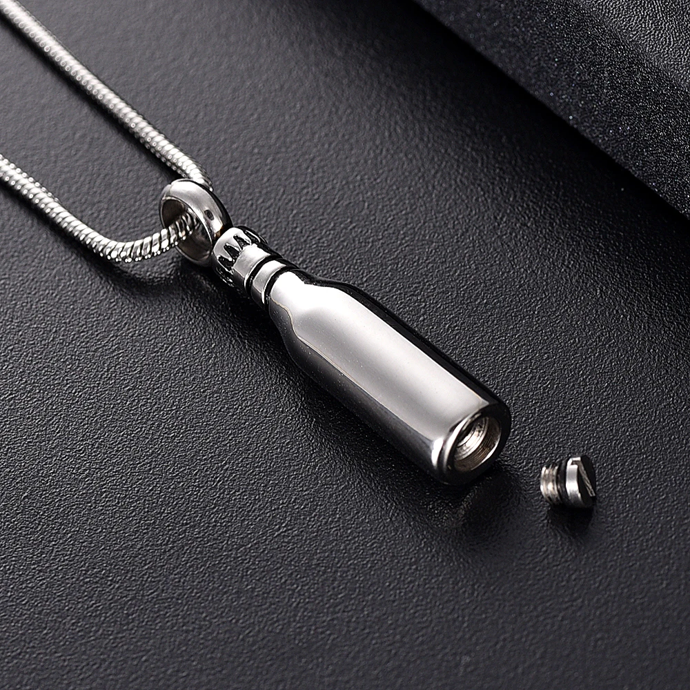 

JJ11938 Free Engraving Stainless Steel Beer Bottle Cremation Jewelry Pendants For Men Keepsake Memorial Urn Necklace Hold Ashes
