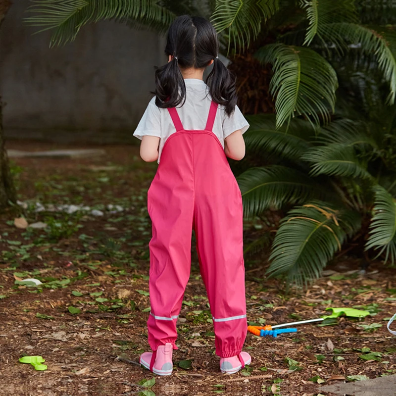 2019 Rain Boys Overalls PU Waterproof Sport Girls Pants Loose Children Trousers Toddler Romper Kids Jumpsuit 1-10 Years |