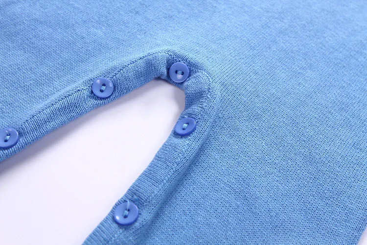 Милый детский вязаный комбинезон голубой Цельный Мягкий с дельфином для