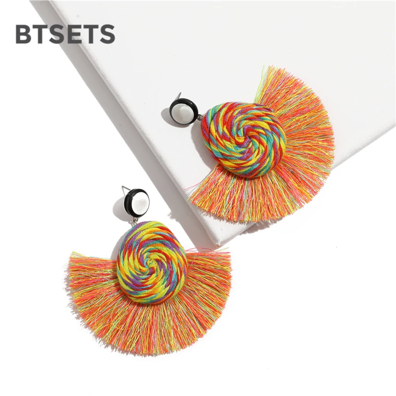 BTSETS богемные желтые серьги с кисточками Свадебные ювелирные изделия Brincos