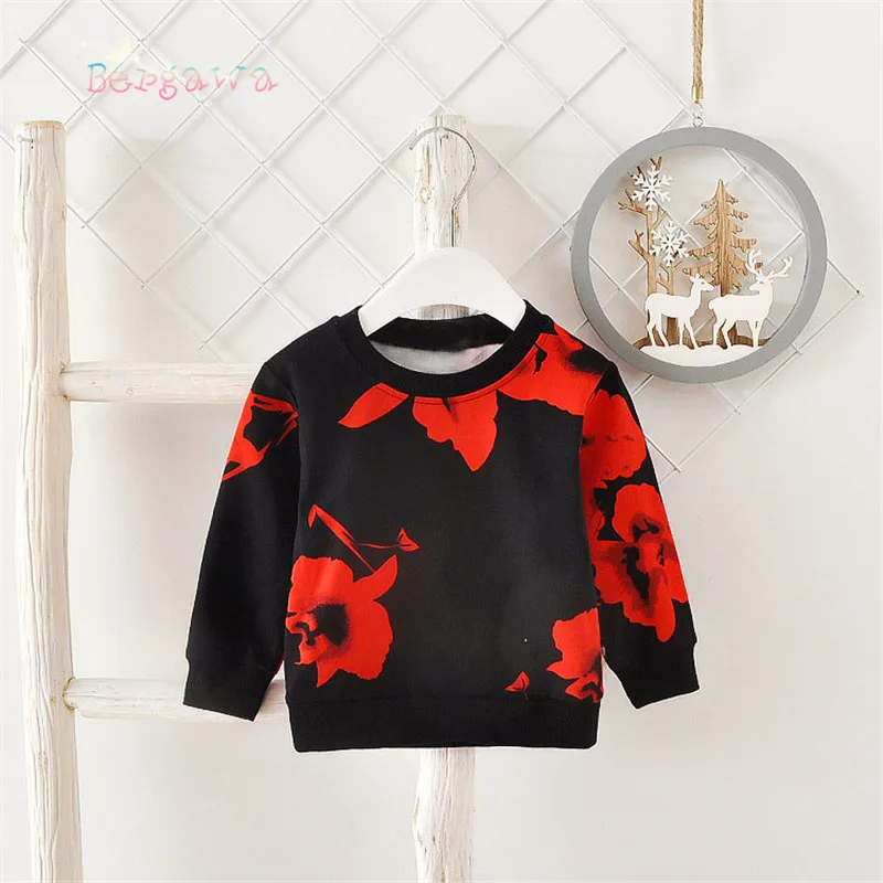 2019 Spring Autumn Children Clothing Baby Girls Boys O-neck Infants Flower Cotton Long Sleeve Casual T-shirt Tops Tee S6161 | Детская