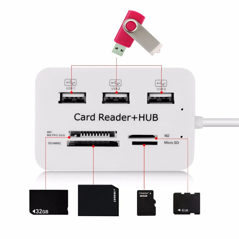 Кардридер Type c концентратор Micro USB 3 0 Combo порта сплиттер адаптер питания TF/SD/MS/M2 для