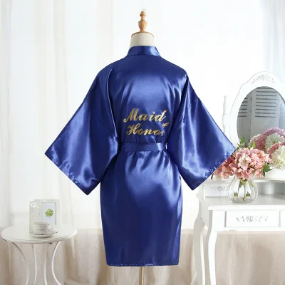 Женский Шелковый Атласный халат подружки невесты с надписью Maid of Honor ночное белье