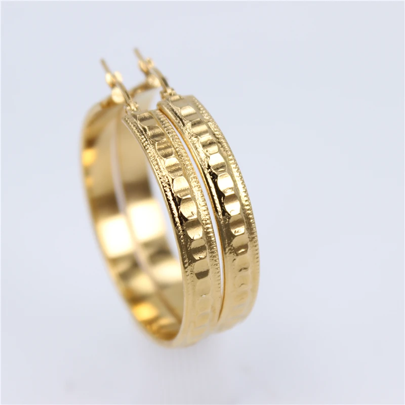 gold color 38mm Панк модные ювелирные изделия из нержавеющей стали большие серьги-кольца для женщин леди большие геометрические массивные серьги-кольца Подарки LH717 - Окраска металла: gold color 38mm