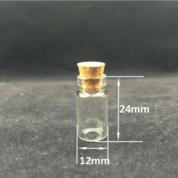 

20pieces 12*24mm Tiny Clear Glass Bottle with cork eyehook Charms glass vial Pendants 1ML jewelry findings