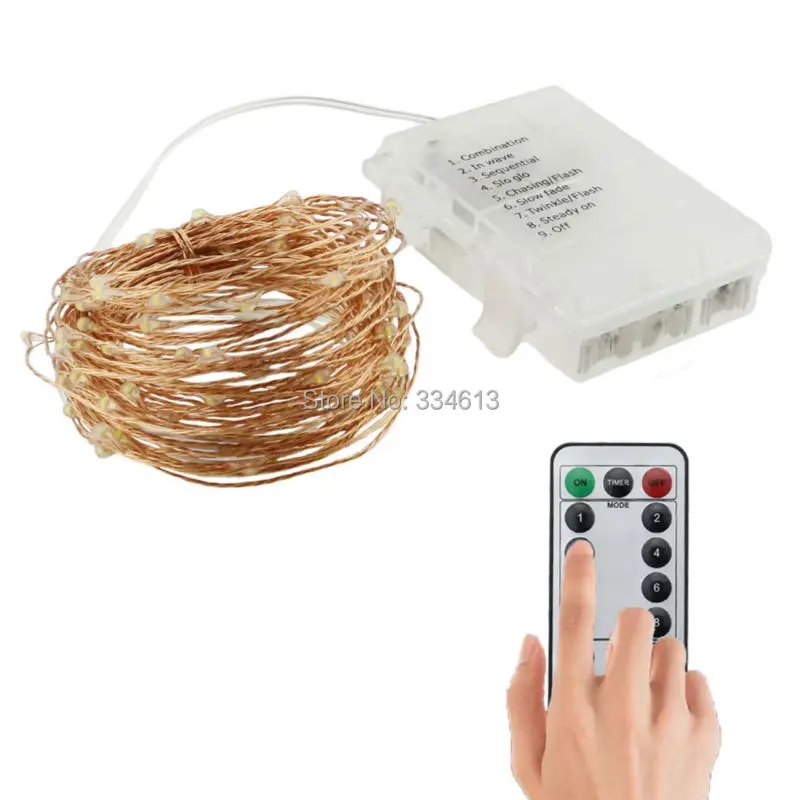 1/3/5pcs 3AA Battery Powered 10M/33FT 100LEDs Copper Wire LED String Lights Outdoor Starry 8 Modes Dimmable with Remote | Освещение