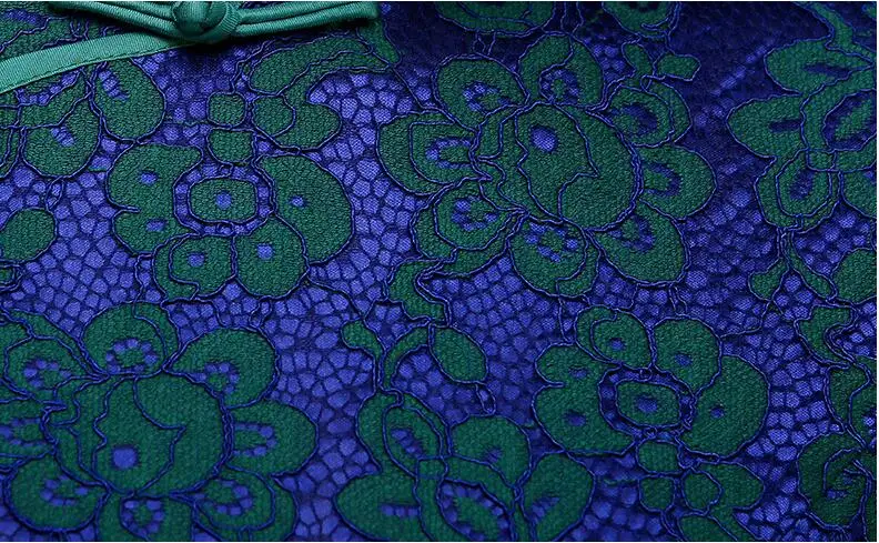 

Traditional Chinese Lace Dress Women's Red/Navy Blue Long Cheongsam Size M to 2XL