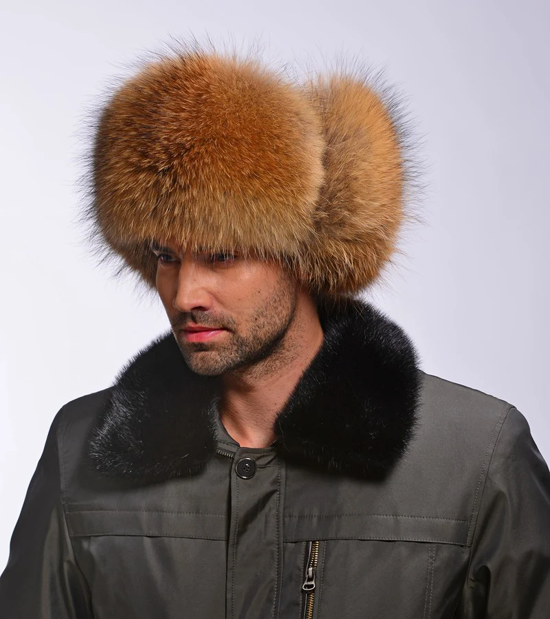 Шапка бомбер мужская из натурального меха енота на зиму 2017|fur hat men|bomber hatmens bomber |