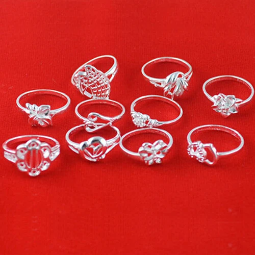 Women 10x Silver Plated Mixed Butterfly Flower Heart Design Ring Jewelry US 6-9 | Украшения и аксессуары