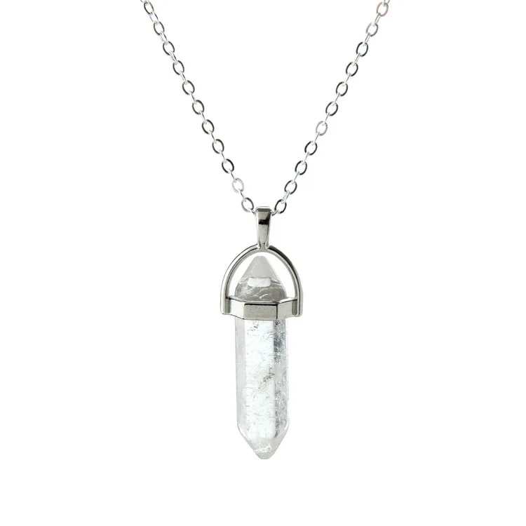 white crystal Meajoe, Трендовое ожерелье с кулоном из натурального кристалла, ожерелье с кулоном в виде пули, винтажное очаровательное цветное ожерелье с кулоном, ювелирное изделие для женщин, подарок - Окраска металла: white crystal