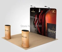 10ft backdrop straight shape trade show exhibition booth tension fabric banner stand with 2pcs counter tables
