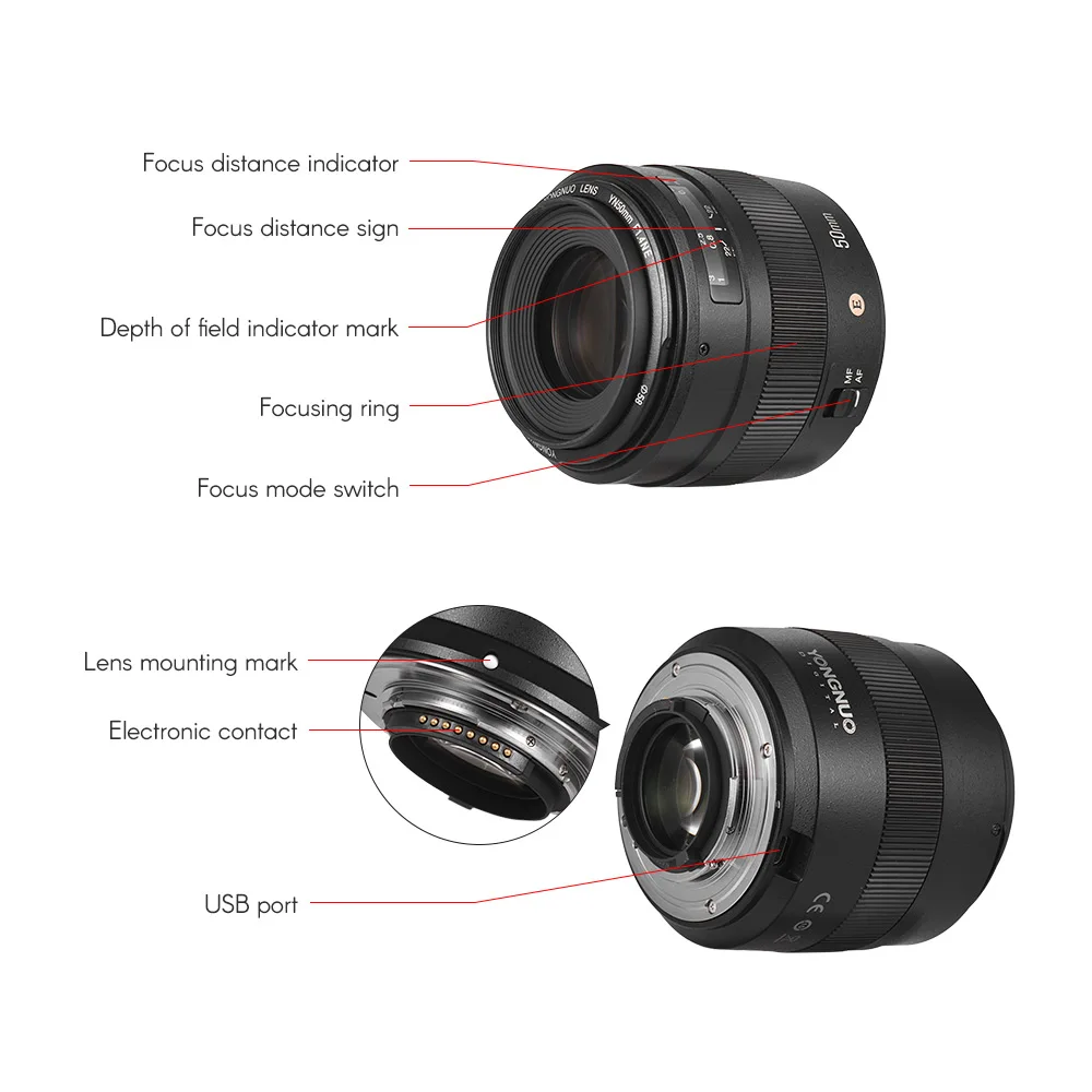 YONGNUO YN50mm объектив F1.4N E стандартный основной объектив F1.4 с большой апертурой авто ручной фокус объектив для Nikon Canon EOS 70D 5D2 5D3 600D