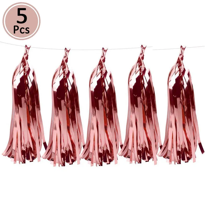 Foil Tissue Paper Tassel Garland Merry Christmas Decorations For Home Table Happy New Year Party Supplies - Цвет: 5pcs rose gold