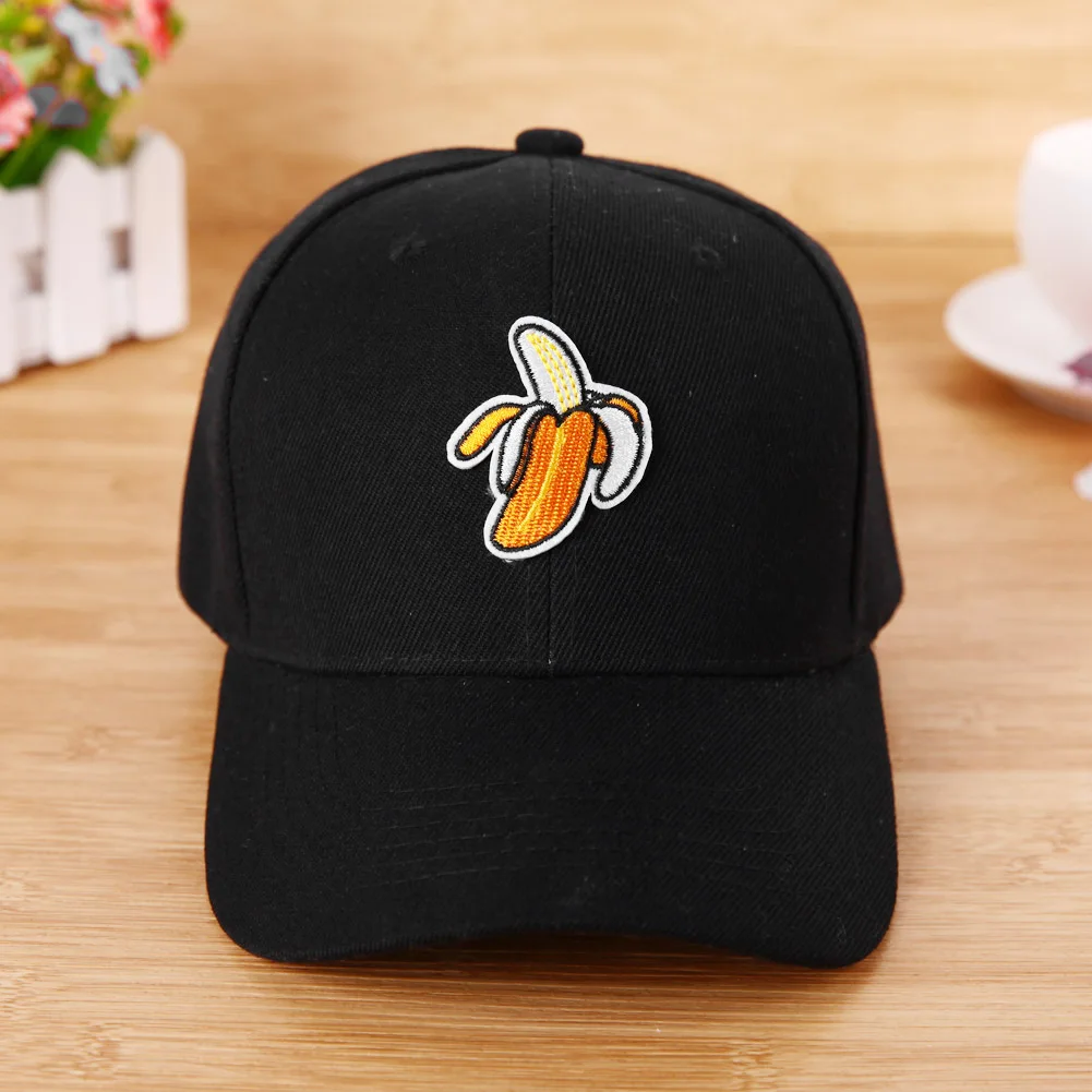 Мода банан вышивка Бейсбол Кепки Унисекс Сплошной Snapback Шапки Регулируемый Хип