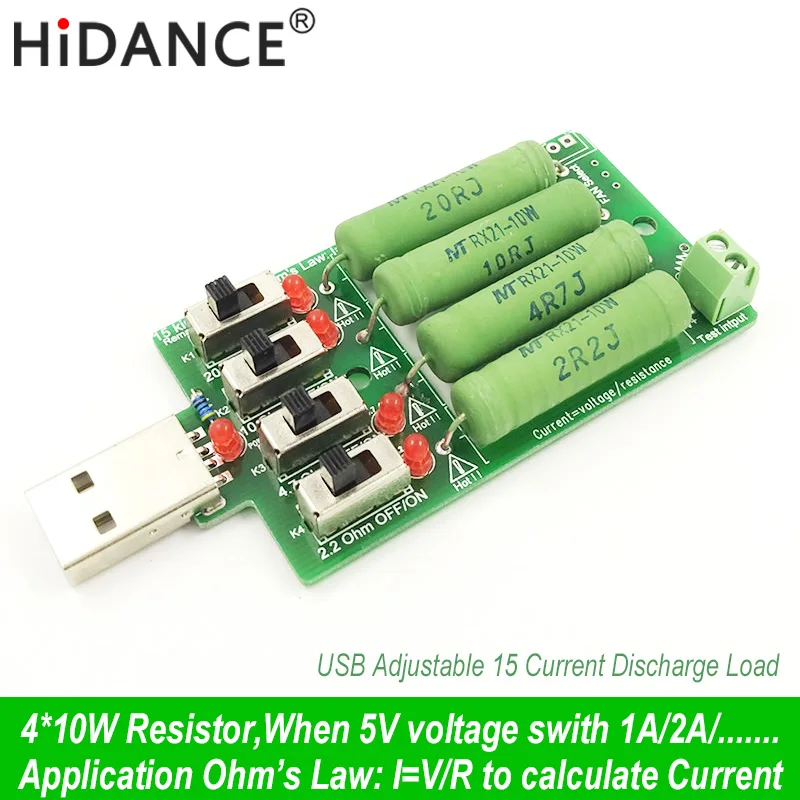 Usb dc электронная нагрузка высокая мощность разряд резистор регулируемый 4 типа