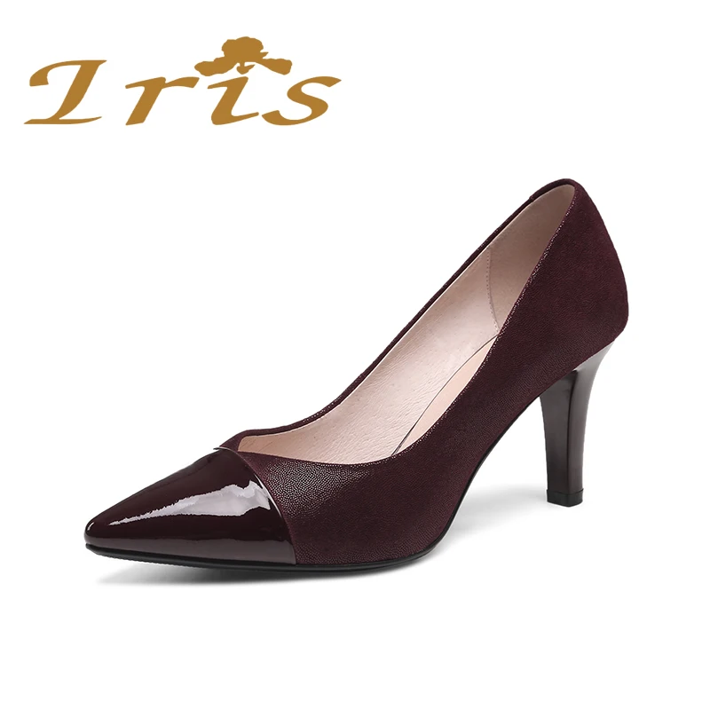 IRIS 2017 Лидер продаж бордовые туфли женская обувь из натуральной кожи на высокой