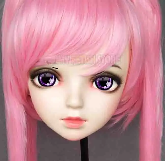 Standard makeup Miao-10) женские милые девушки смолы половина головы кигуруми BJD маска косплей японского аниме ролевая маска Лолиты кроссдресс кукольная маска - Цвет: Standard makeup