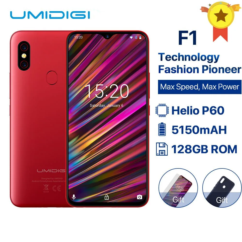 UMIDIGI F1 Android 9 0 6 3 &quotFHD + 128 GB Встроенная память 4 Гб Оперативная Helio P60 5150 mAh большой