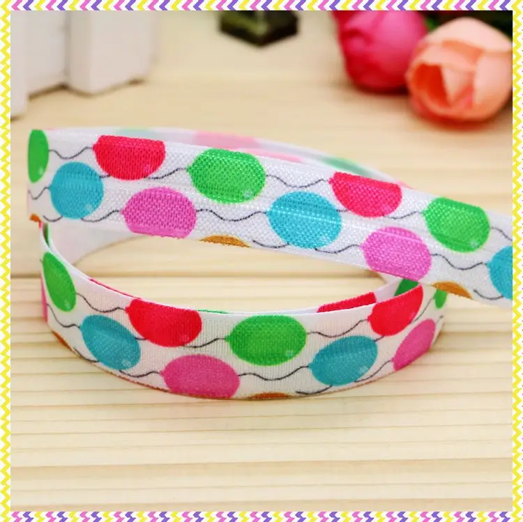 

DHK 5/8'' 5yards Fold Elastic FOE balloon printed headband headwear hair band diy decoration OEM Wholesale C51