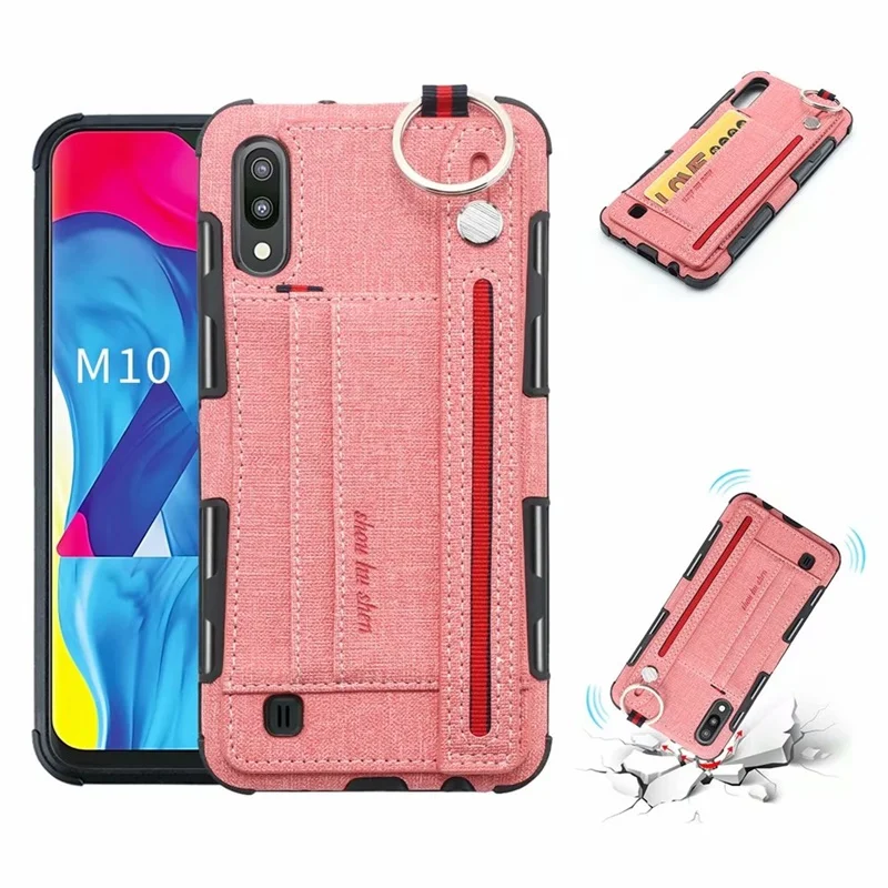 Чехол для samsung Galaxy M10, M20, M30, A10, A20, A30, A50, A70, задняя крышка, роскошный ремешок на руку, слот для карт, Ударопрочный Мягкий чехол, kimTHmall