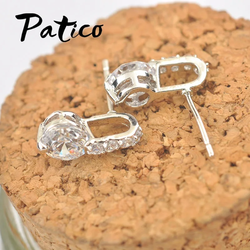 

Elegant Wedding Engagment Woman Lady Stud Earring,Pure 925 Sterling Silver AAA CZ Zircon Crystal Jewelry For Bridal
