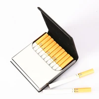 delicate cigarette case can hold 10 cigarettes pu metal portable cigarette box smoking accessories gadgets for men no cigarettes