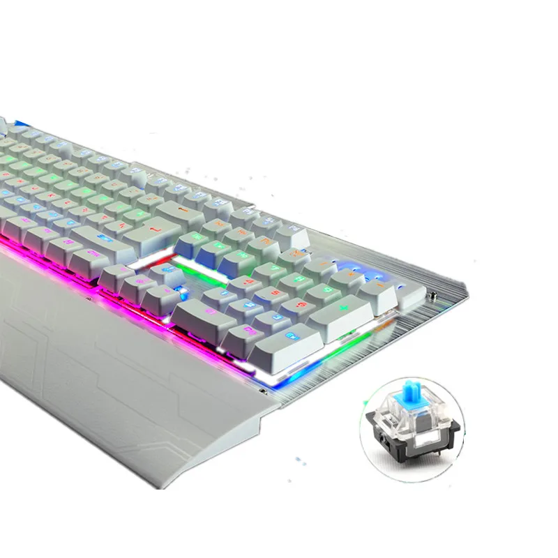 Механическая Проводная USB игровая клавиатура блестящий металлик синяя Axis 104