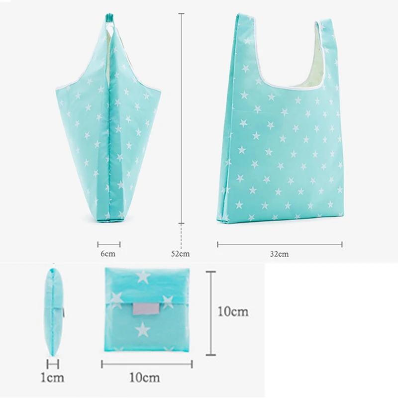 

New Sweet Shopping Bag Handbag Storage Foldable Reusable Oxford Cloth Tote for Grocery Key Chain Bolsos Mujer