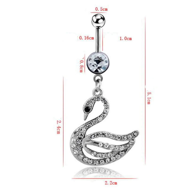 Корпус из нержавеющей стали Пирсинг Титана гипоаллергенный Лебедь покрытие