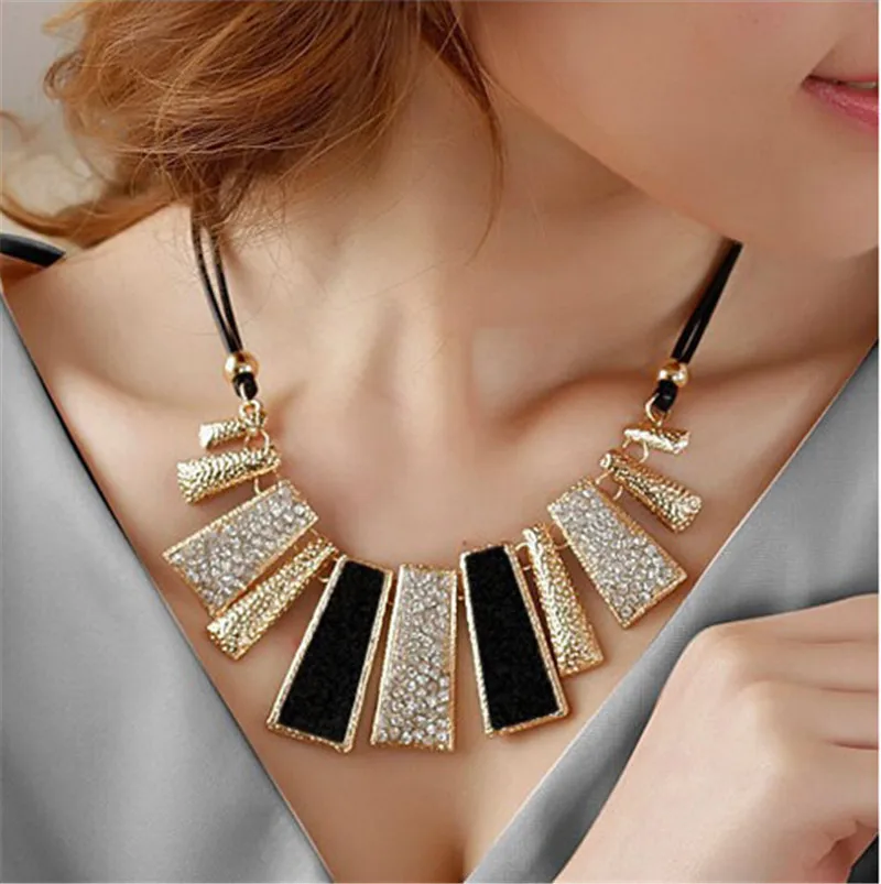 50% OFF! New arrival Punk Crystal pearl Lace Flower geometric enamel Collar Statement necklace pendant For women Christmas Gift | Украшения