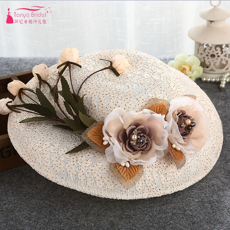 Новые винтажные Свадебные шапки и вуалетки цвета шампанского опт ZH007|bridal hats|vintage