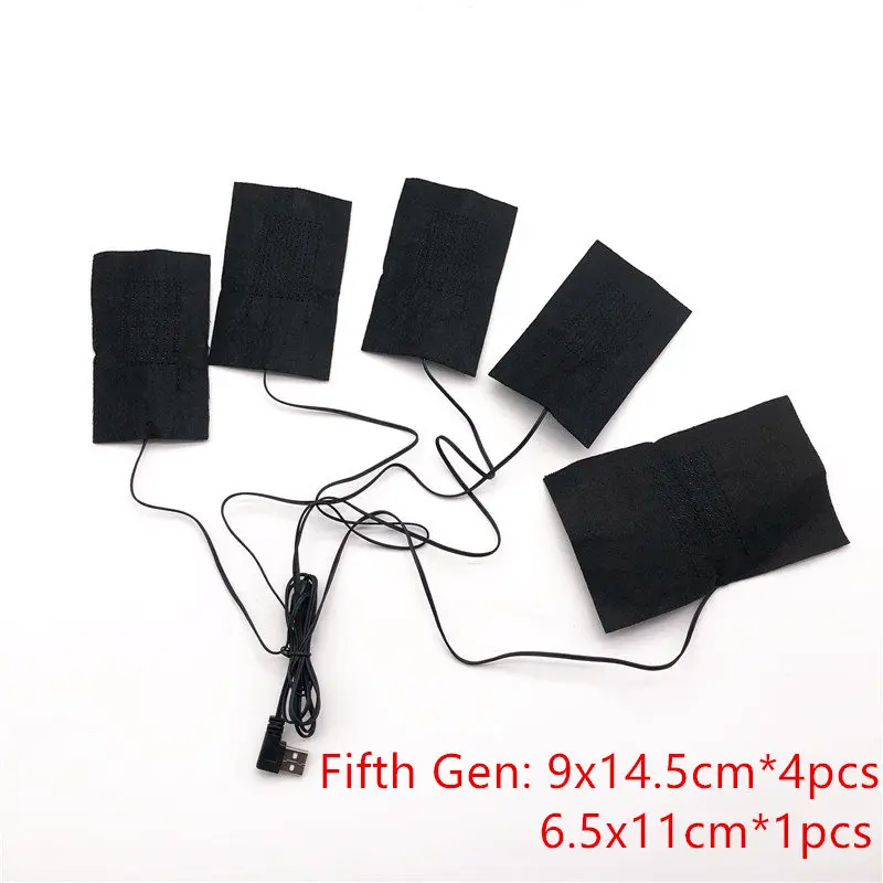 5Pads fifth gen 3 режима температуры Регулируемая электрическая куртка с подогревом USB нагревательная одежда зимняя уличная моющаяся грелка с подогревом - Цвет: 5Pads fifth gen