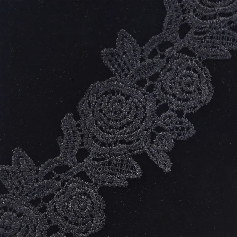 

10yards/Lot Black Rose Ribbon Lace Fabric For Wedding Decoration DIY Craft Applique Embroidery Sewing Trim Garment Supplies