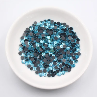 Aquamarine Стеклянные розовые стразы горячей фиксации с плоской задней частью, железные Стразы, хрустальные камни SS16 SS20 SS30, стразы горячей фиксации для украшения для одежды - Цвет: Aquamarine