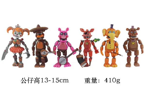 6 шт./компл. Five Nights At Freddy's ПВХ Фигурки пиццы магазин кукла с легким соединением