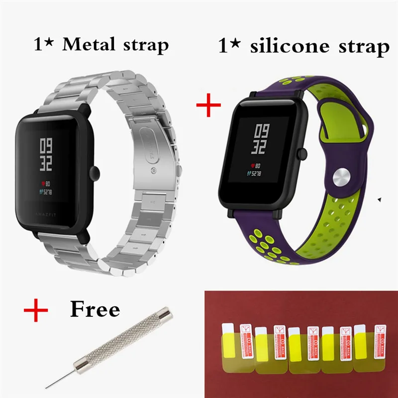 Silver 11 20 мм Металлический Стальной ремешок для Huami Amazfit Bip Lite samsung Galaxy watch Ременная Передача S2 S4 band Garmin Vivoactive 3 band - Цвет: Silver 11