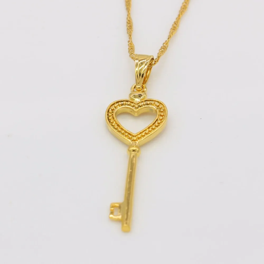 4.5cm*1.3cm Love Key Necklace Pendant For Women Girls Gold Color Gift Party Jewelry Items |