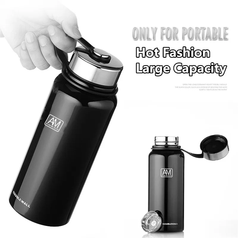 

Eco-Friendly Insulated 1500ml Vacuum Flasks Large Capacity Thermals Cup Portable Rope Thermos Water Bottle With Tea Infuser