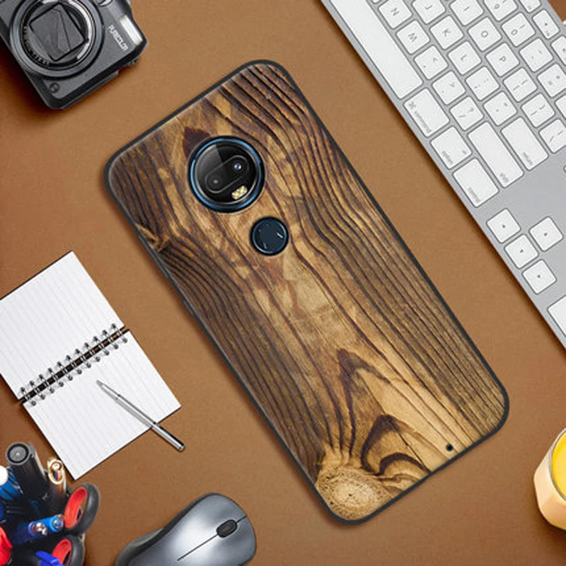 Чехол для Moto G7 plus мягкий силиконовый чехол из ТПУ с рисунком под дерево и камень