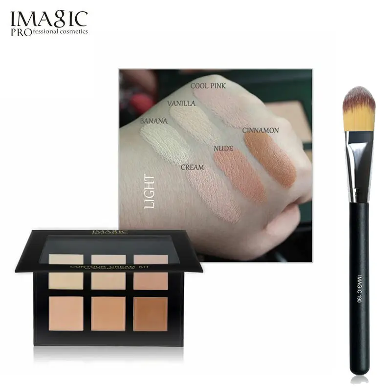 LIGHT WITH BRUSH IMAGIC, 6 цветов, консилер, кремовая палитра, контурный макияж, палитра, праймер для лица, палитра, макияж для лица с макияжем, набор кистей для макияжа - Цвет: LIGHT WITH BRUSH