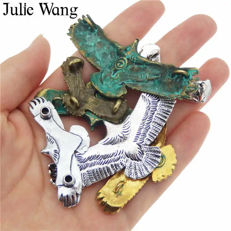 Julie Wang 7 шт. сплав смешанный Винтаж Летающий амулет Орел Птица ожерелье ювелирные браслеты и кулоны изготовление металлический аксессуар