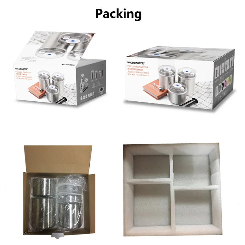 Laimeng Food Grade Vacuum Canister For Sealer Packaging Machine Fresh Stainless Set 1300ML+1000ML+700ML S165R | Бытовая техника