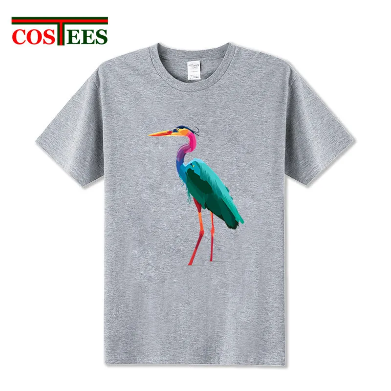 Винтажная Футболка Technicolor Rainbow Heron Spirit Мужская футболка с милым животным принтом