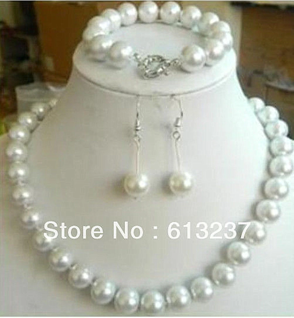 Модный набор из 10 мм красивых белых жемчужин круглых бусин для рукоделия 18