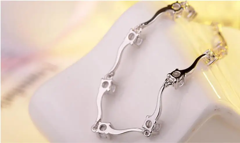 925 серебряный браслет для тенниса AAA CZ Bling Четыре Зубца кубический цирконий мужчин