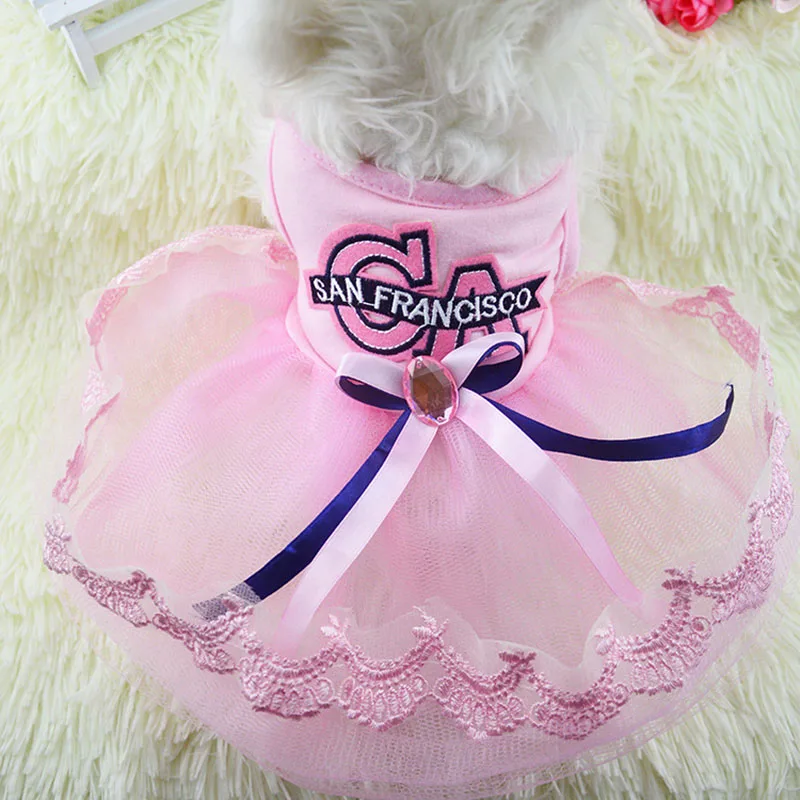 Pink Роскошные домашнее животное для девочки одежда для собак Yorkies одежда для чихуахуа летнее Тюлевое платье для собак юбка для щенка одежда sukienka dla psa - Цвет: Pink