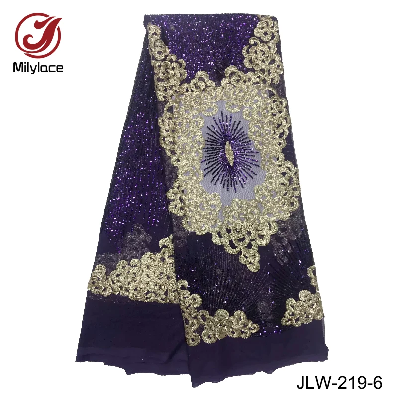 

Milylace nigerian lace fabric with sequins hot selling french tulle lace fabric beautiful african lace fabric for party JLW-219