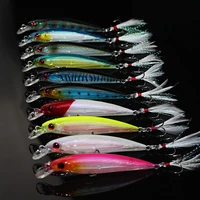 10pcslot fishing lure suit 9cm 8g simulation fish hard plastic bait with fishing tackle hook for fish carp minnow
