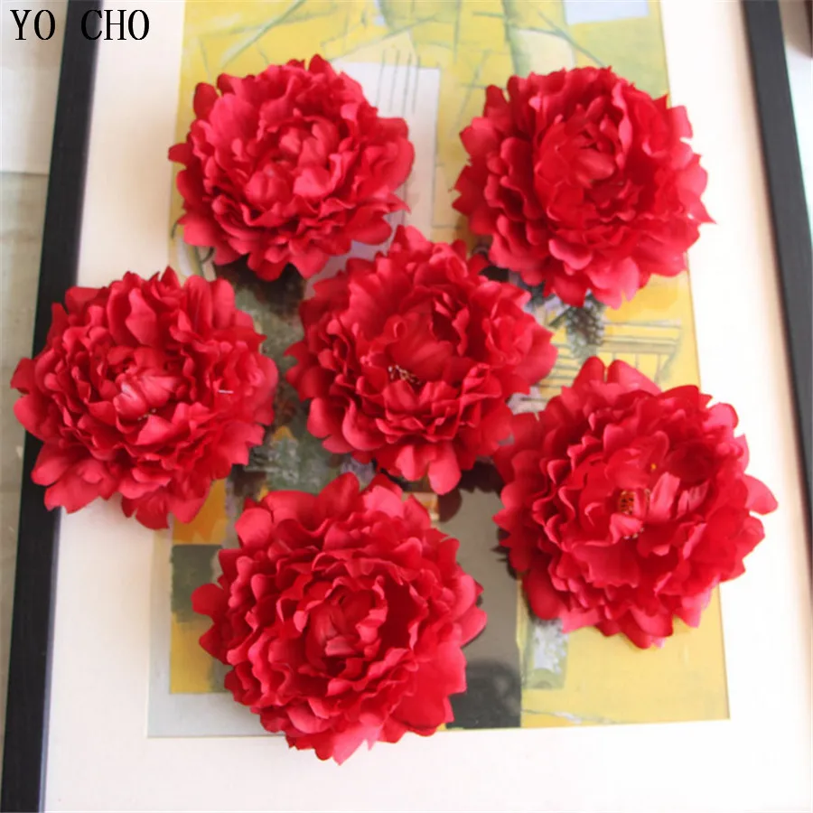 Венок из искусственного шелка с изображением пиона и цветочной головы