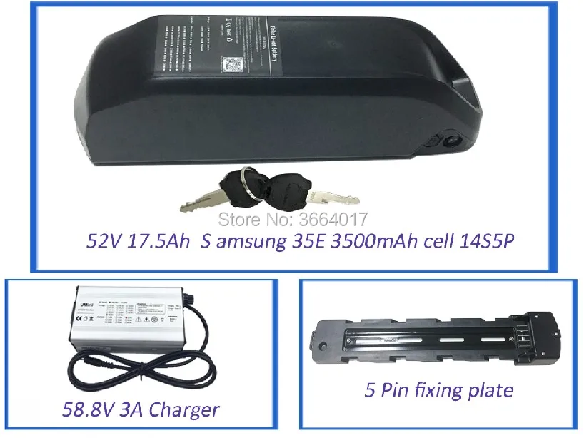 52V 17.5Ah Battery jumbo Акула polly-2 вниз трубки, фара для электровелосипеда в батарея чехол DP-6 70 шт. 18650 клетки, фара для электровелосипеда в батарея чехол для супер 73 для е-байка - Цвет: 52V 17.5Ah Battery